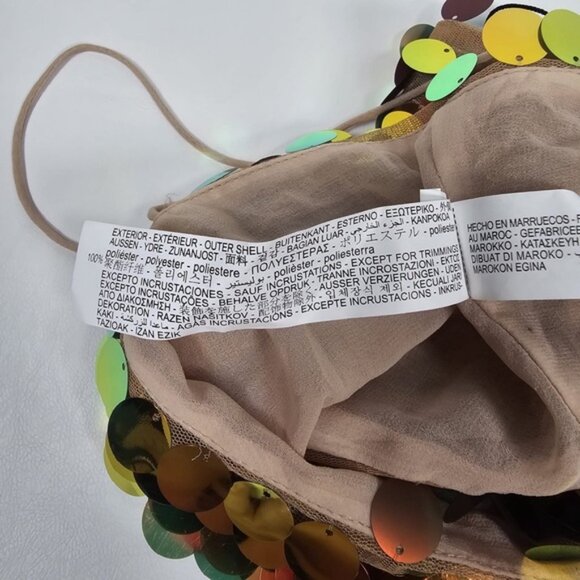 NWOT ZARA Metallic Gold SEQUIN Crop TOP Thin Straps 9406/103‎ Size XS - Picture 16 of 16